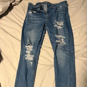American Eagle Super Stretch Ripped High Waisted Jean